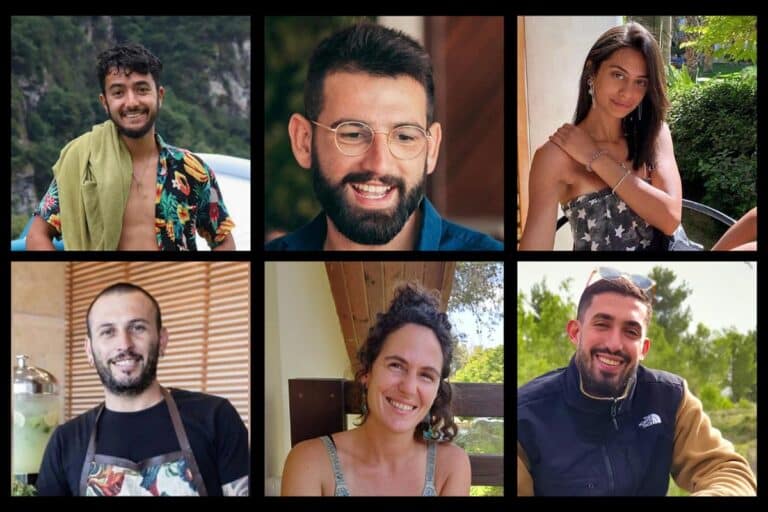 [From left to right] Hersh Goldberg-Polin, Almog Sarusi, Eden Yerushalmi, Alexander Lobanov, Carmel Gat, and Ori Danino: the six hostages murdered by Hamas in Rafah.